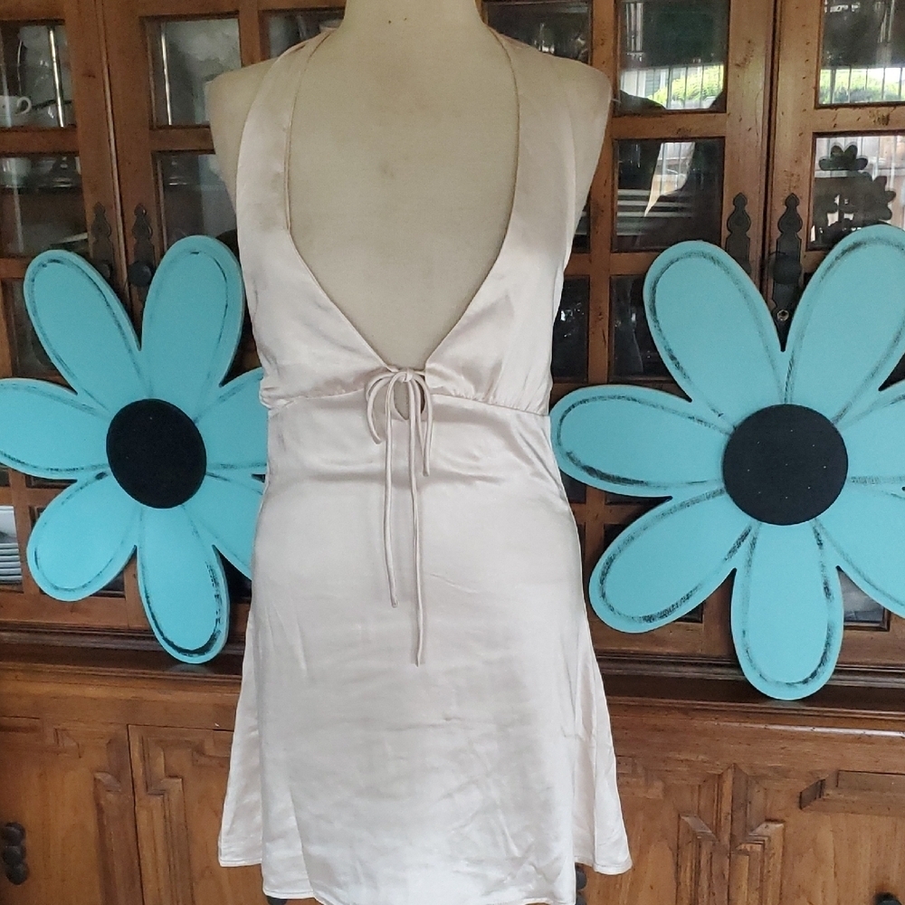 Princess Polly Cream Halter Tie Front Mini Dress - Picture 5 of 15